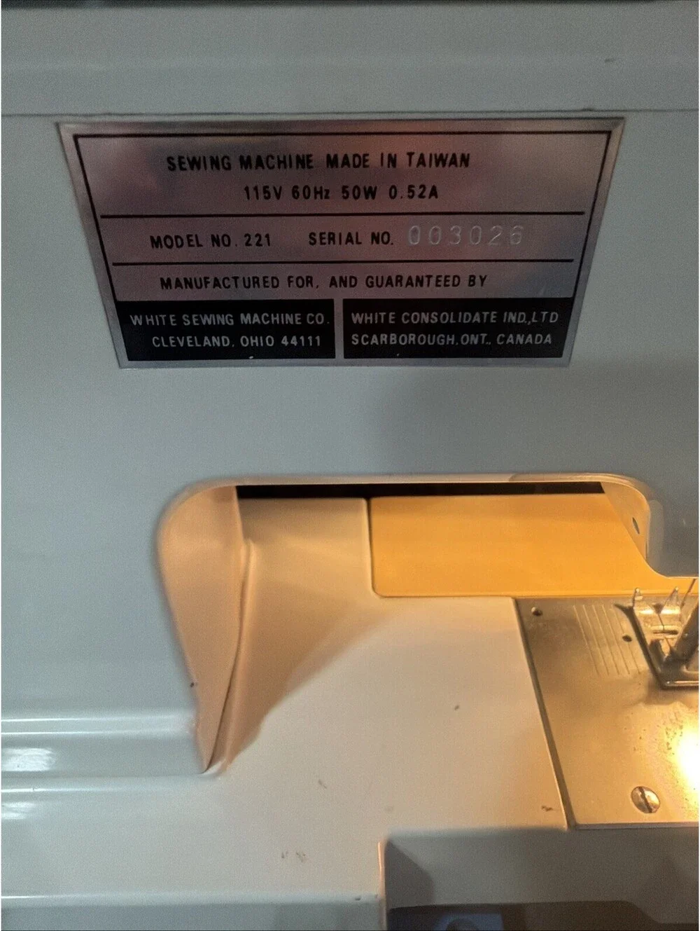 Portable White Company, Sewing Machine Pedal & Acs Model 221 Tested/working
